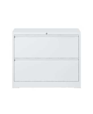 Lateral File Cabinet 2 Drawer, White Filing Cabinet with Lock, Locking Metal File Cabinet for Legal/Letter/A4/F4 Size