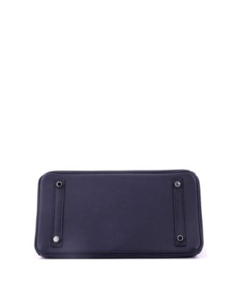 Pre-Owned HERMES Birkin 30 Handbag Blue Epsom with Palladium Hardware