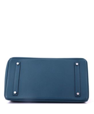 Pre-Owned HERMES Birkin 35 Handbag Blue Epsom with Palladium Hardware