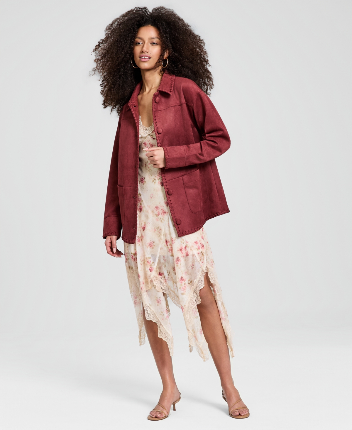 And Now This Women's Faux Suede Whipstitch Jacket, Macy's Exclusive