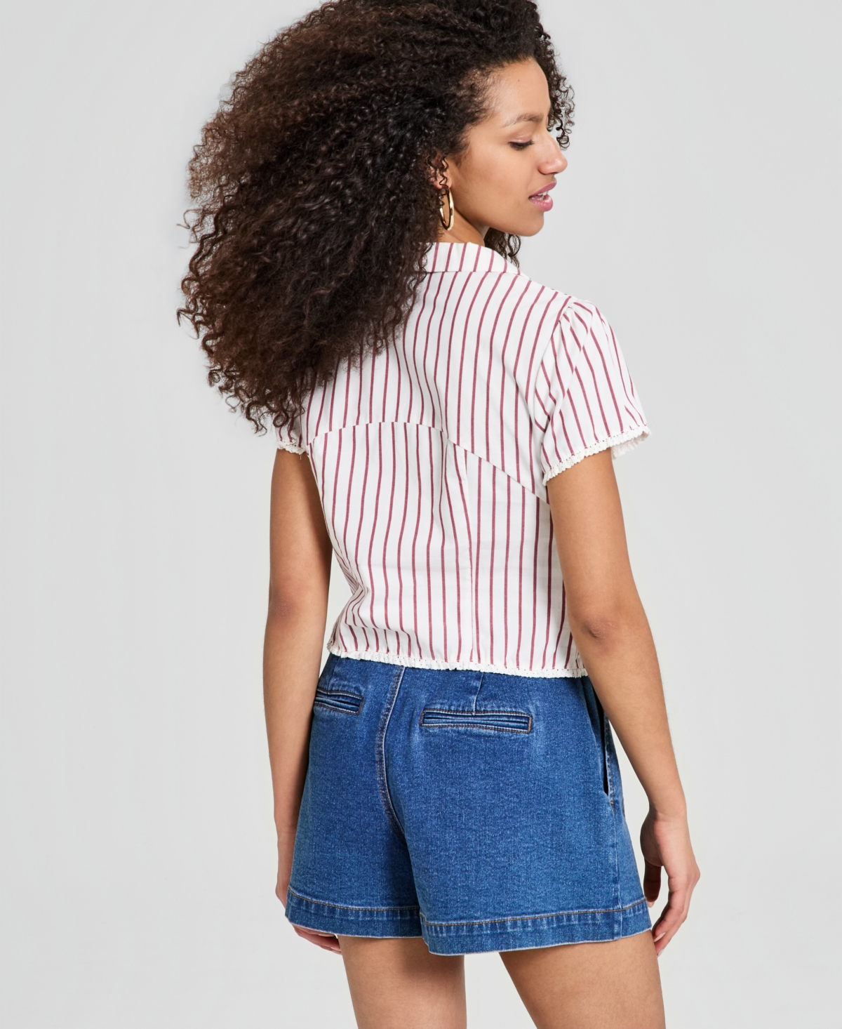 And Now This Women's Fitted Button-Front Poplin Shirt, Macy's Exclusive