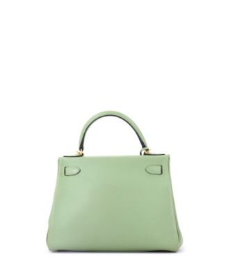 Pre-Owned HERMES Kelly 28 Handbag Green Evercolor with Gold Hardware