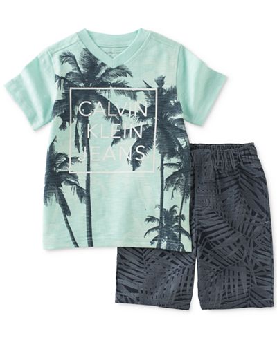 Calvin Klein Little Boys' Palm Tree T-Shirt & Shorts Set - Sets ...