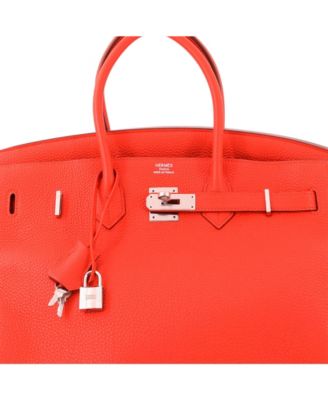 Pre-Owned HERMES Birkin 35 Handbag Orange Togo with Palladium Hardware