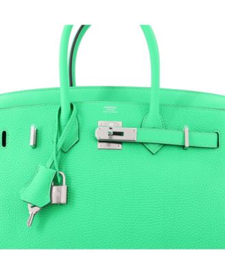 Pre-Owned HERMES Birkin 30 Handbag Green Togo with Palladium Hardware