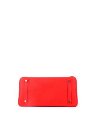 Birkin 30 Handbag Red Clemence with Gold Hardware