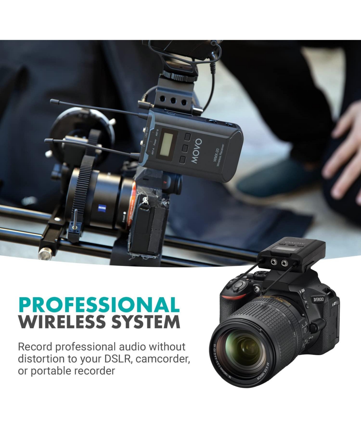 Movo Wmx-20-duo 48-Channel Uhf Wireless Lavalier Microphone System Compatible with Dslr Cameras