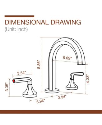 8" Widespread Brass Bathroom Faucet with Double Handles & Lead-Free Hose
