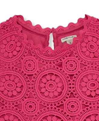 Girls' 7-16 Crochet Round Neck Top