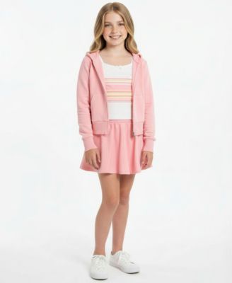 Girls' 7-16 Long-Sleeve Hoodie, Skort and Top, 3-Piece Set