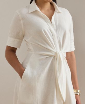 Plus-Size Linen Shirt Dress