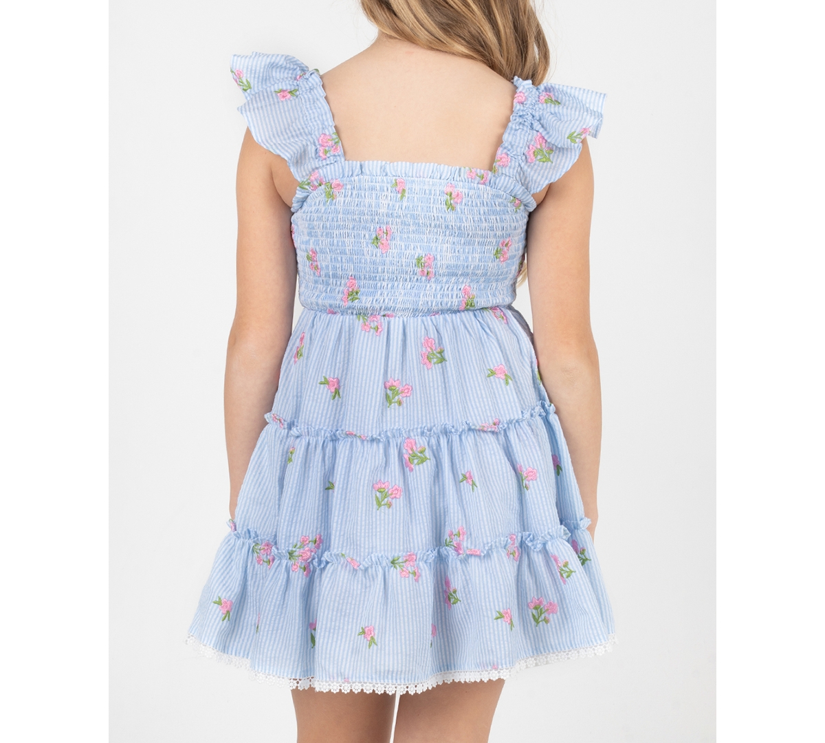 Rare Editions Girls' 7-16 Smocked Bodice Square Neck Dress and Bag, 2-Piece Set