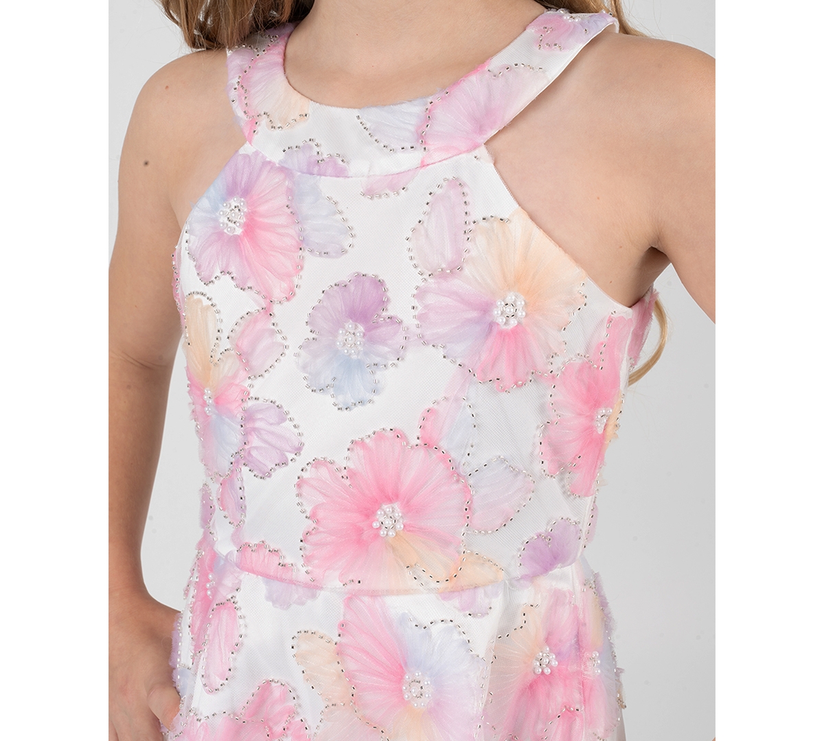 Rare Editions Girls' 7-16 Beaded Soutache Halter Dress