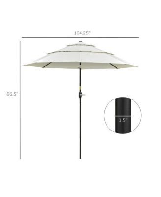 9FT 3 Tiers Patio Umbrella Outdoor Market Umbrella with Crank Push Button Tilt for Deck Backyard Beige