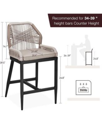 Outdoor Bar Stools - Set of 2 Counter Height Chairs with Back, All-Weather Design, Chic Ergonomics, Robust Aluminum Frame