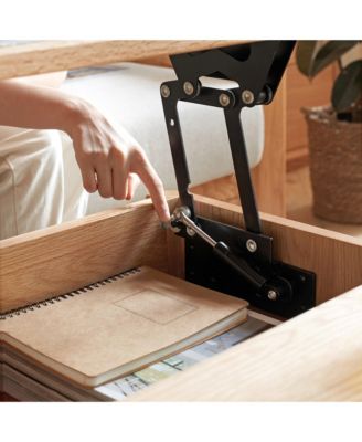 Solid Wood Lift-Top Coffee Table with Hidden Storage & Rounded Corners