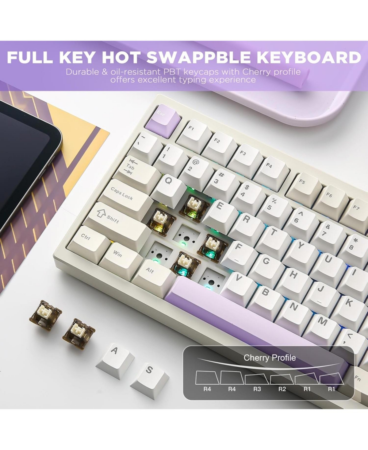 Lofree AL80 Wireless Mechanical Keyboard,Full Aluminum Cnc, Smart Lcd Display,Hot Swappable Gasket Mount 75% Layout (Beige, Cocoa Cream V2 Switch)