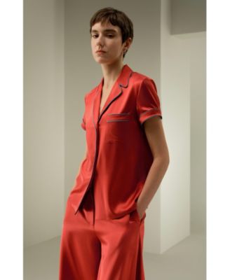 Women's Lsxes Contrast-Trimmed Silk Shirt