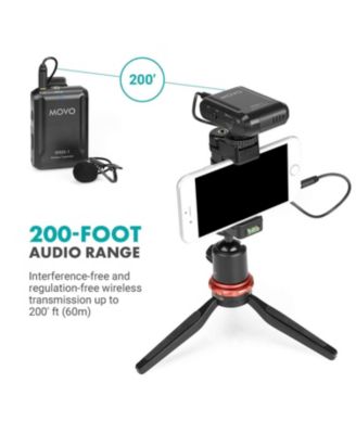 WMX-1 2.4GHz Wireless Lavalier Microphone System Compatible with Cameras and Smartphones