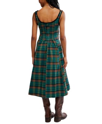 Women's Freya Plaid Scoop Neck Midi Dress