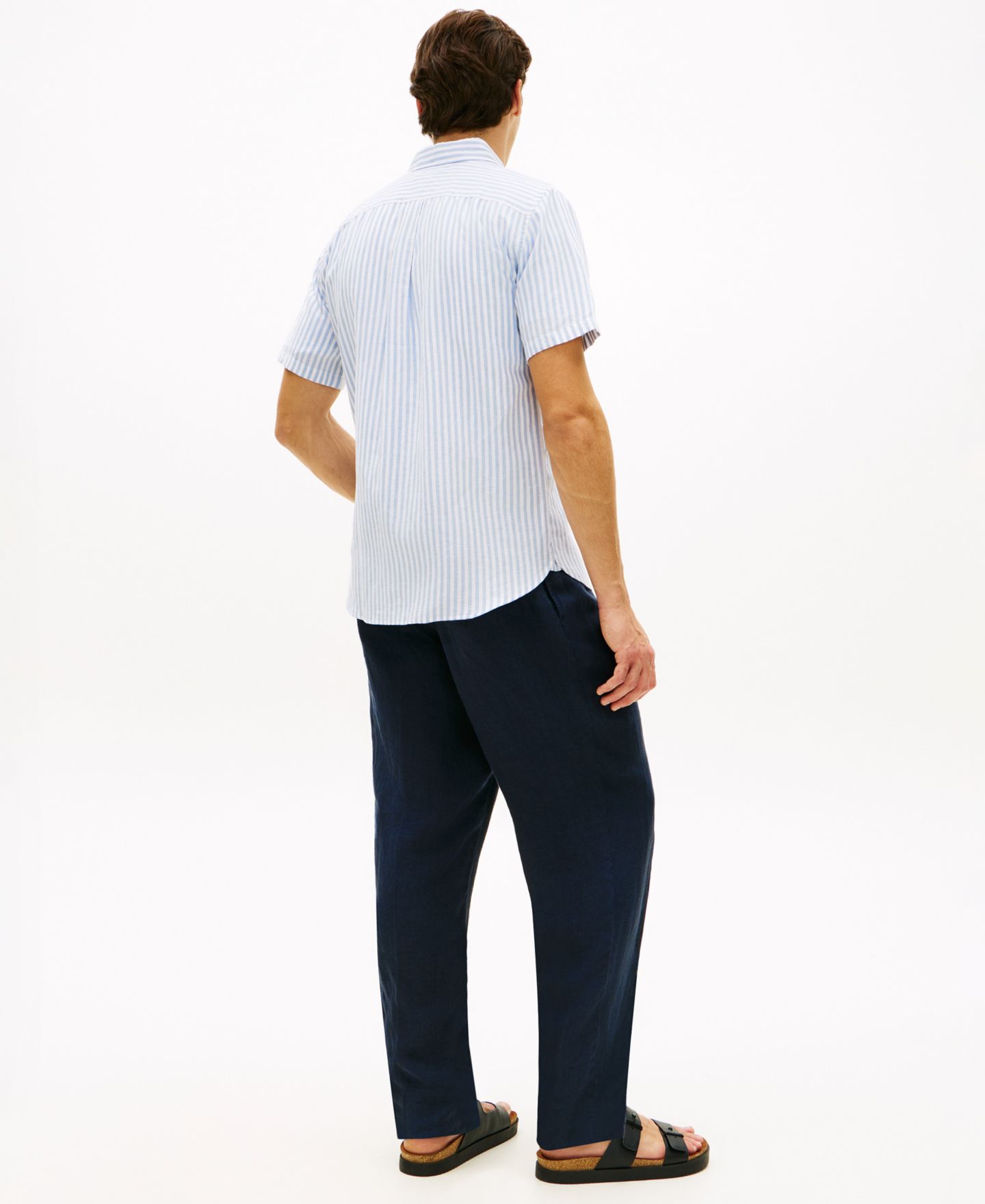 Мужская рубашка Tommy Hilfiger Regular Linen-Blend Bengal Stripe, цвет: Синий — фото 4