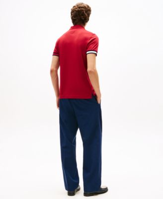 Men's Liquid Cotton Red, White, and Blue Cuff Polo Shirt