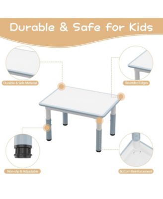 Adjustable Kids Table & 4 Ergonomic Chairs Set, Multi-Activity Graffiti Desktop, Non-Slip, Ages 2-8, Home, Preschool