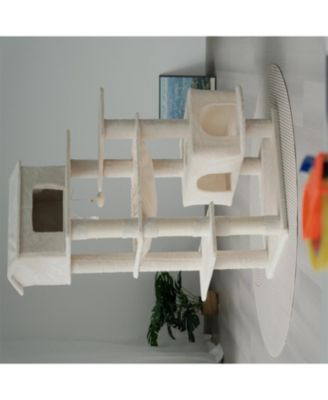 64'' Cat Tree with Unique Cat House, Hammock, Scratching Posts in Beige
