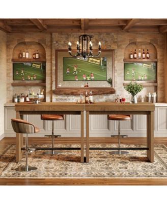 Bar Table, 41.3" Pub Table with Metal Footrest