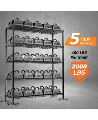 5-Tier 45 in W x 72 in H x 20 in D Height Adjustable Garage Wire Shelving Unit