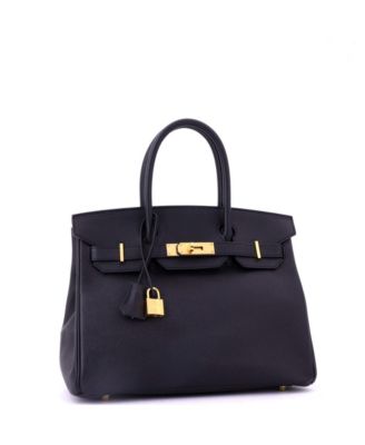Pre-Owned HERMES Birkin 30 Handbag Black Epsom with Gold Hardware