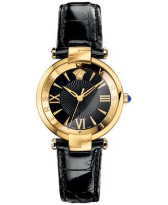 Versace - Women's Swiss Reve Black Leather Strap Watch 35mm VAI020016