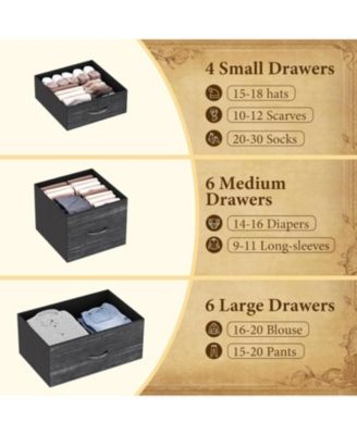 48" Fabric Storage Chest, Steel Frame, Wood Top, Closet 15-Drawer Modern Tall Dresser