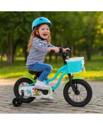 Kids Adjustable Bicycle with Training Wheels and Safety Brakes for Beginner Riders