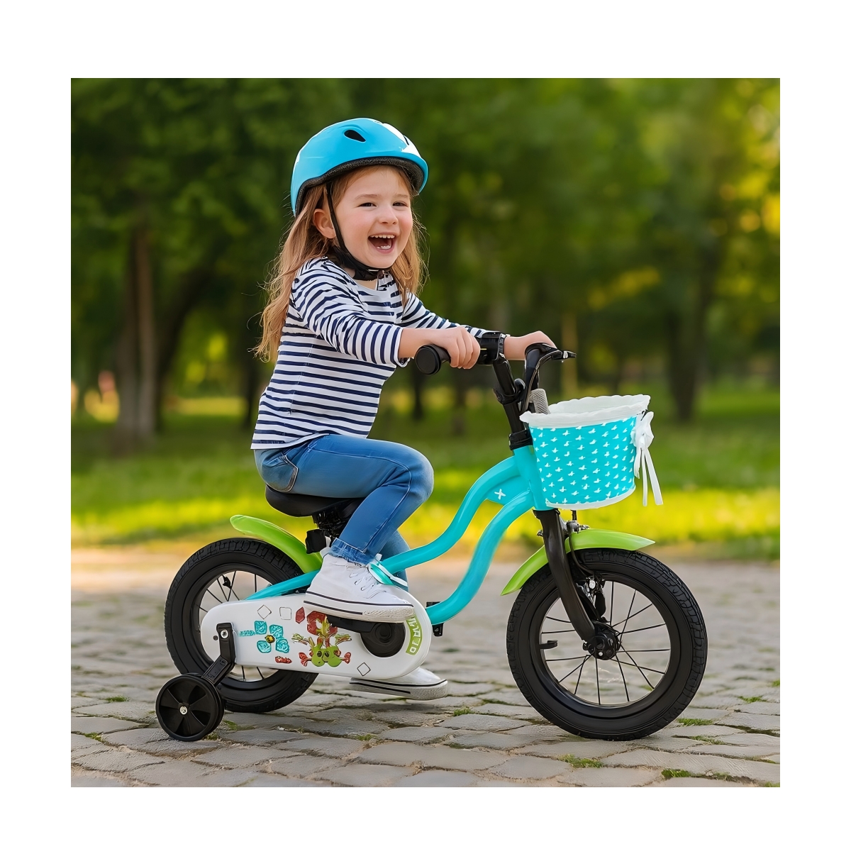 Hongge Kids Adjustable Bicycle with Training Wheels and Safety Brakes for Beginner Riders