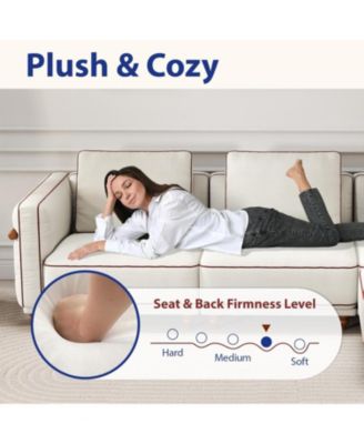 Modular Sectional Sofa, Removable & Washable, Ultra-Soft Linen Sofa, Extra-Large White Living Room Sofa