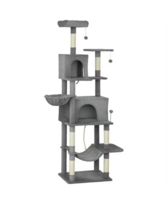 80" Tall Cat Tree for Multiple Cats with Condos, Hammocks & Scratching in Dark Grey