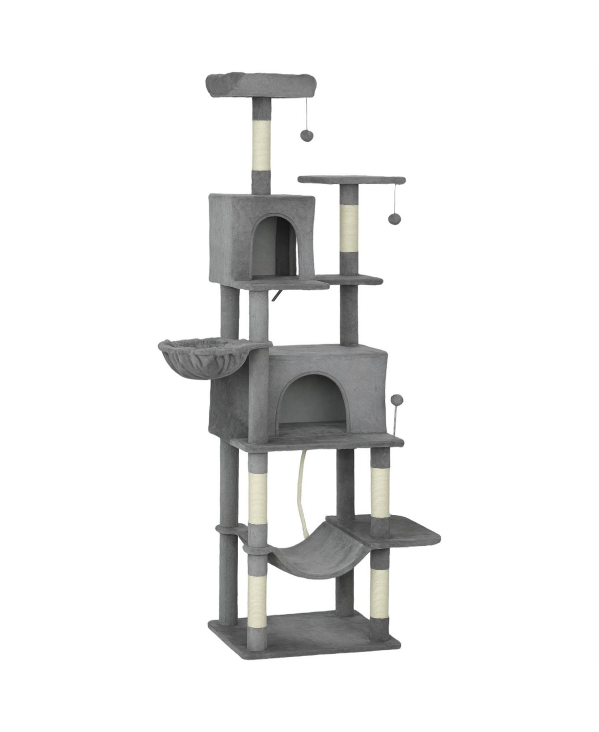 Aostirmotor 80" Tall Cat Tree for Multiple Cats with Condos, Hammocks & Scratching in Dark Grey