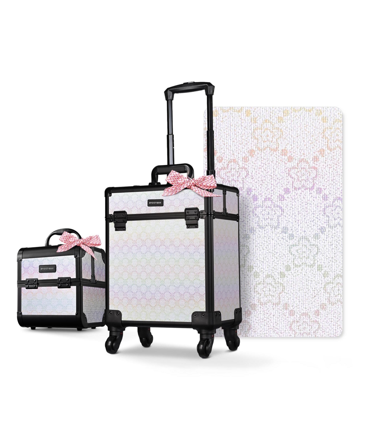 Byootique 2-Piece Makeup Train Case Cosmetic Organizer Kit Pure ForgetMeNot