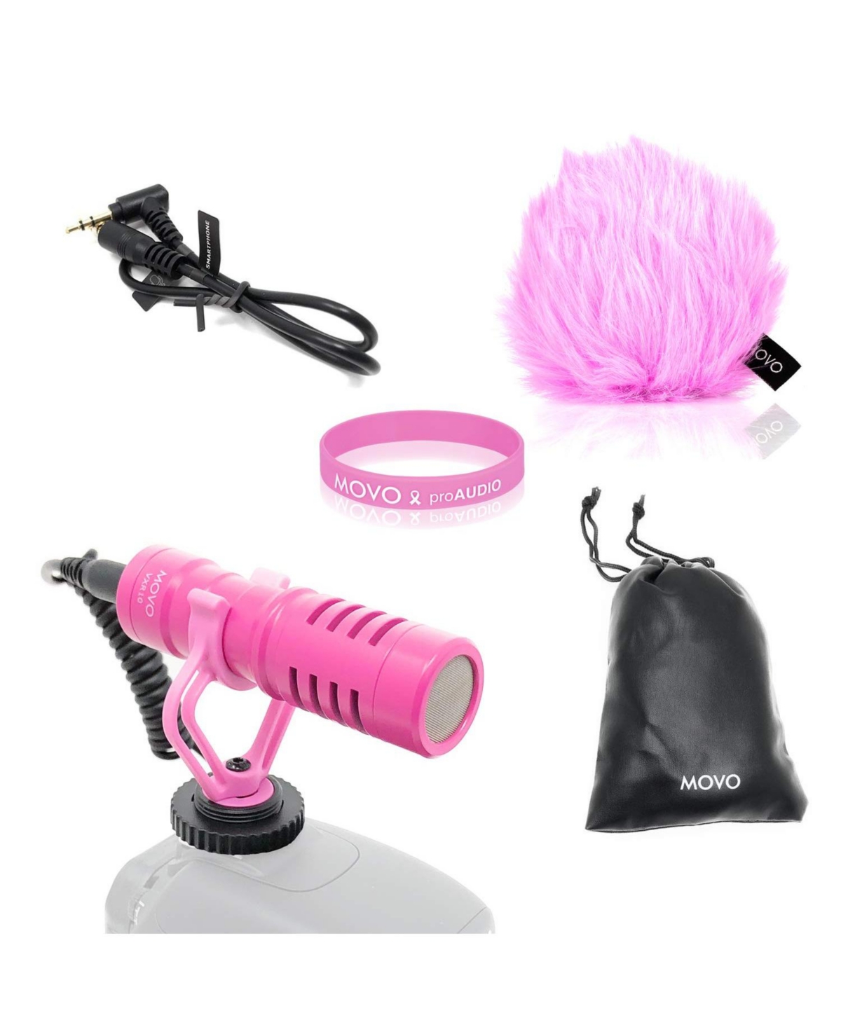 Movo VXR10 Universal Video Microphone for Dslr Cameras and Camcorders (Pink Breast Cancer Awareness Edition)