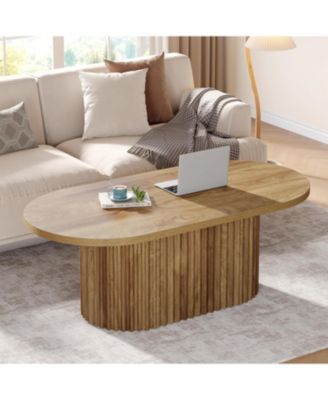Oval Coffee Table, 47.2", Fluted Design