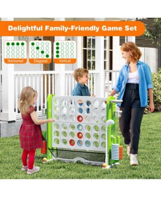 Giant Four Game Activity Set with Adjustable Height and Outdoor Family Play Features
