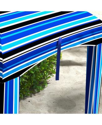 5.9ft x 5.9ft Portable Beach Umbrella Ruffled Outdoor Cabana with Walls Vents Sandbags Blue Stripe