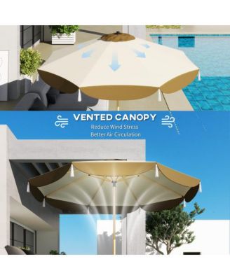 8.7ft Vented Patio Table Umbrella Outdoor Umbrella with Crank 8 Ribs Push Button Tilt
