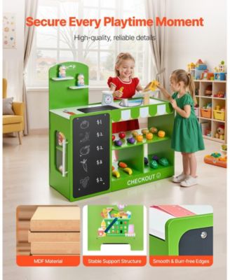 Wooden Grocery Store Playset for Kids with Accessories and Pretend Shopping Features