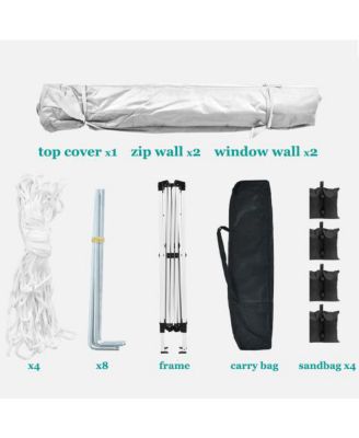 10x10ft Folding Canopy with 4 Removable Sidewalls Outdoor Event Shelter UPF 50 Plus Gazebo Tent