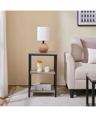 3-Tier Side End Table with Shelf, X-Shaped Side Coffee Snack Table
