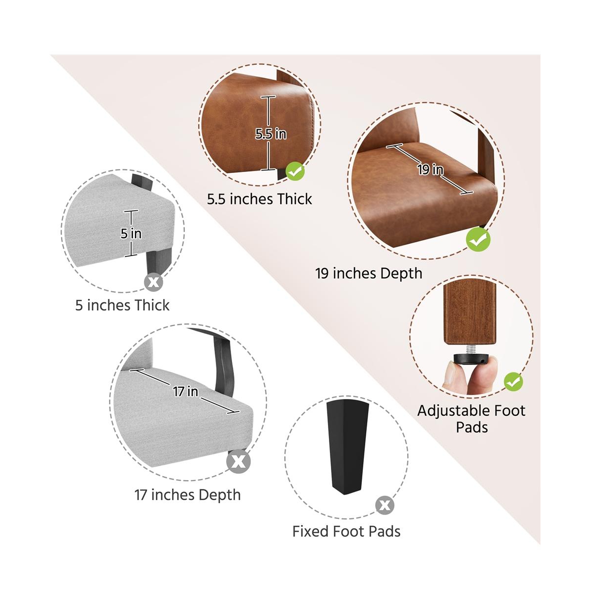 Yaheetech Modern Accent Chair Mid-Century Upholstered Armchair