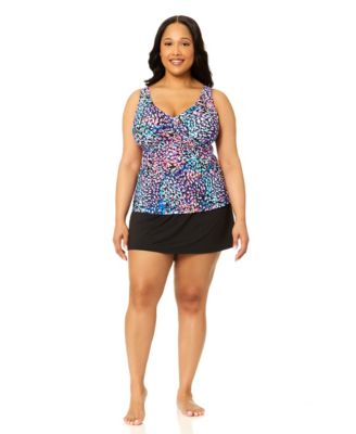 Plus Size V-Neck Monterey Tankini Top