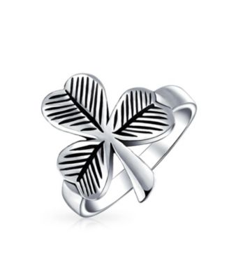 Celtic Good Luck Irish Shamrock Clover Band Ring Antiqued Oxidized Sterling Silver
